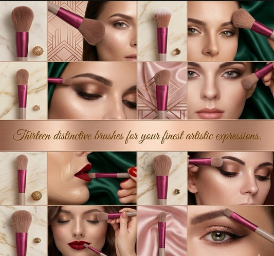 Set de 13 Brochas Profesionales "Soft Cloud" Tu Kit Esencial de Belleza