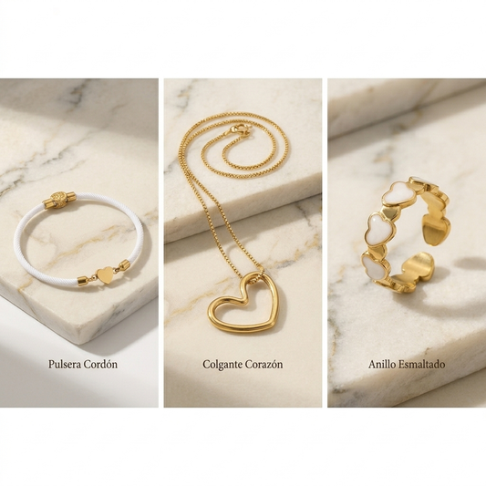 Collar Corazón de Oro Minimalismo en Acero de Titanio