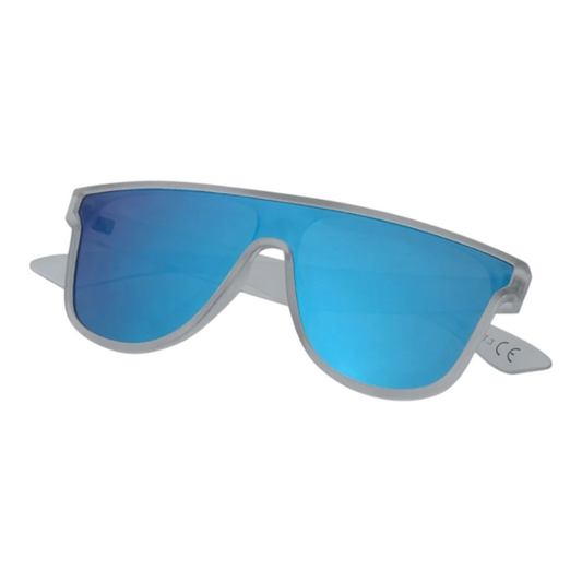 Gafas de Sol UV400 – Montura Translúcida con Lente Azul Espejo