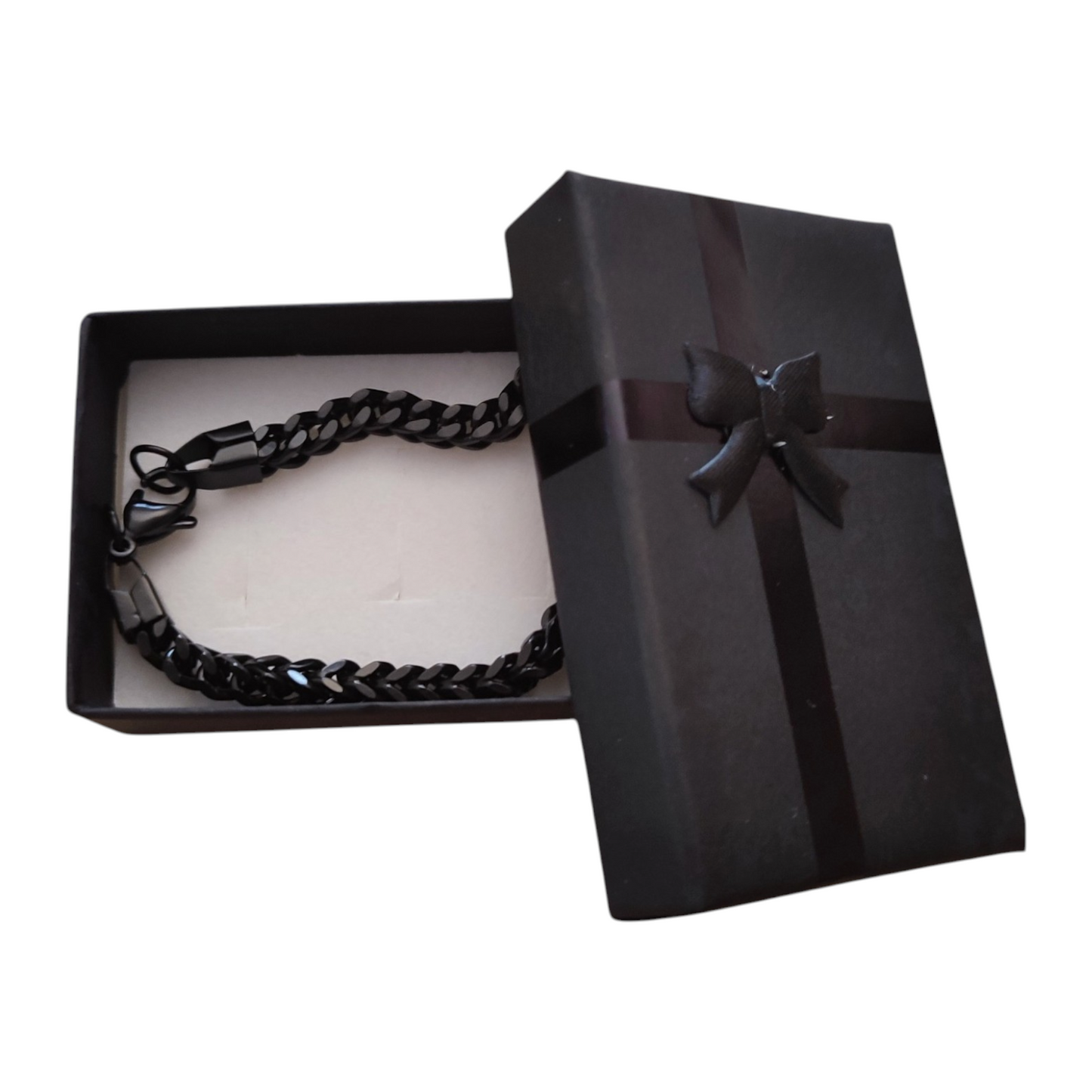 Pulsera de Cadena Cubana 6 mm Acero de Titanio Negra Unisex