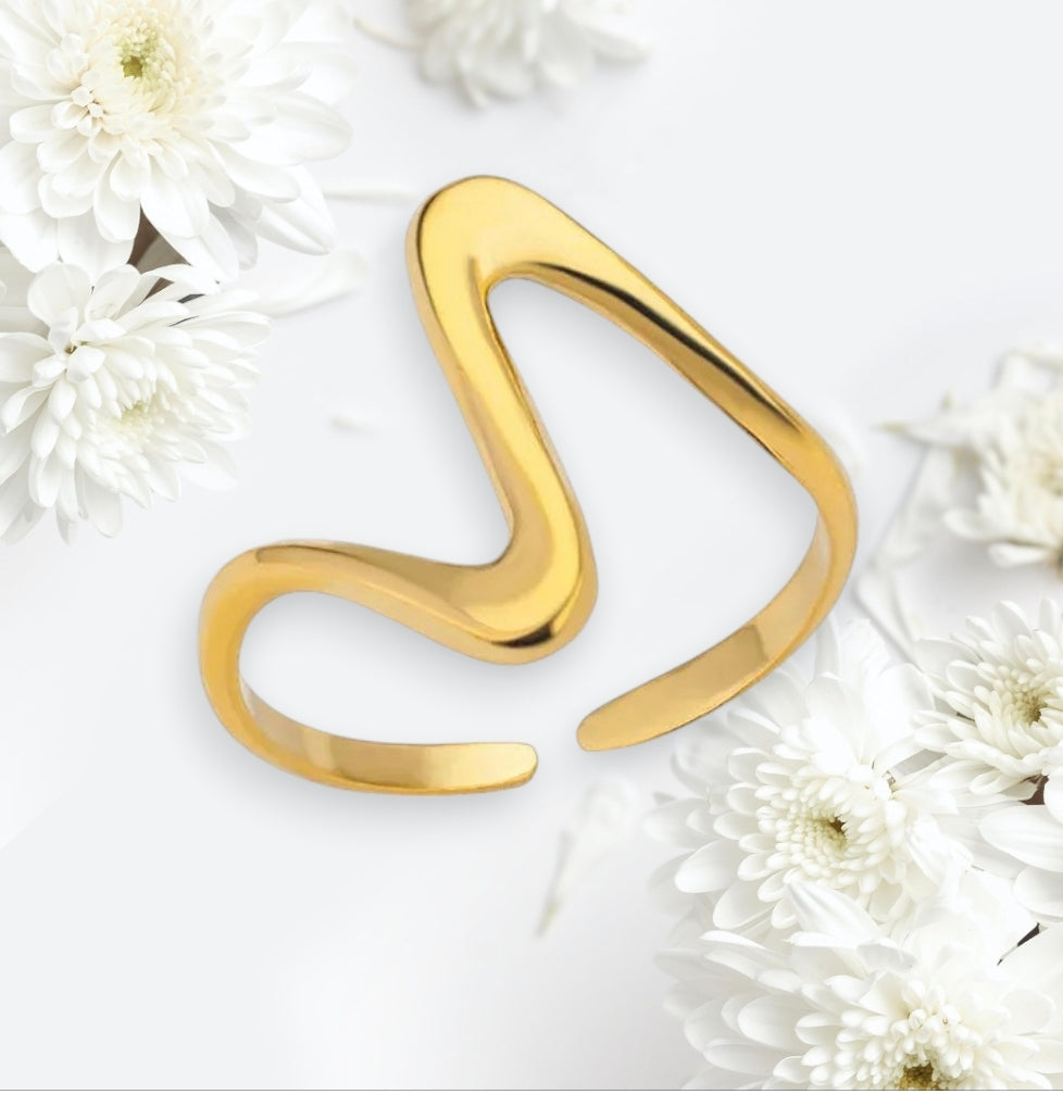 Anillo Golden Onda  Ajustable en Acero Inoxidable