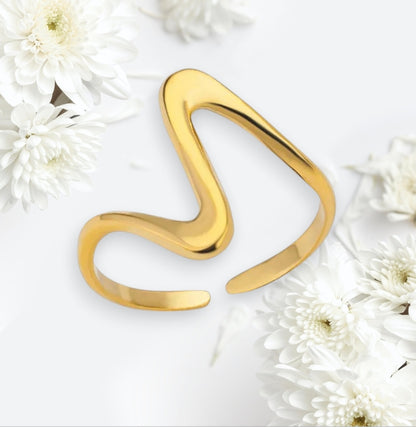 Anillo Golden Onda  Ajustable en Acero Inoxidable