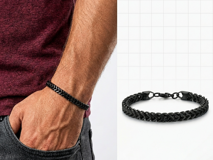 Pulsera de Cadena Cubana 6 mm Acero de Titanio Negra Unisex