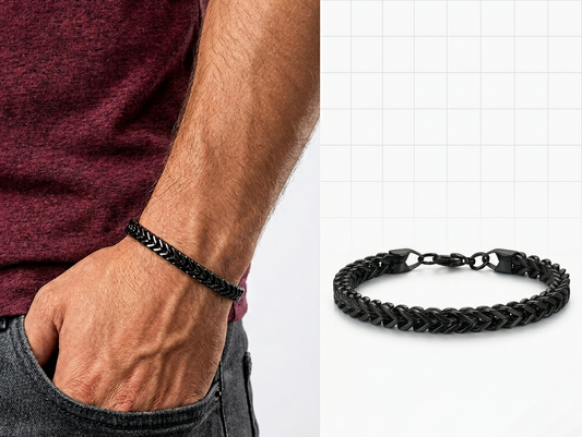 Pulsera de Cadena Cubana 6 mm Acero de Titanio Negra Unisex