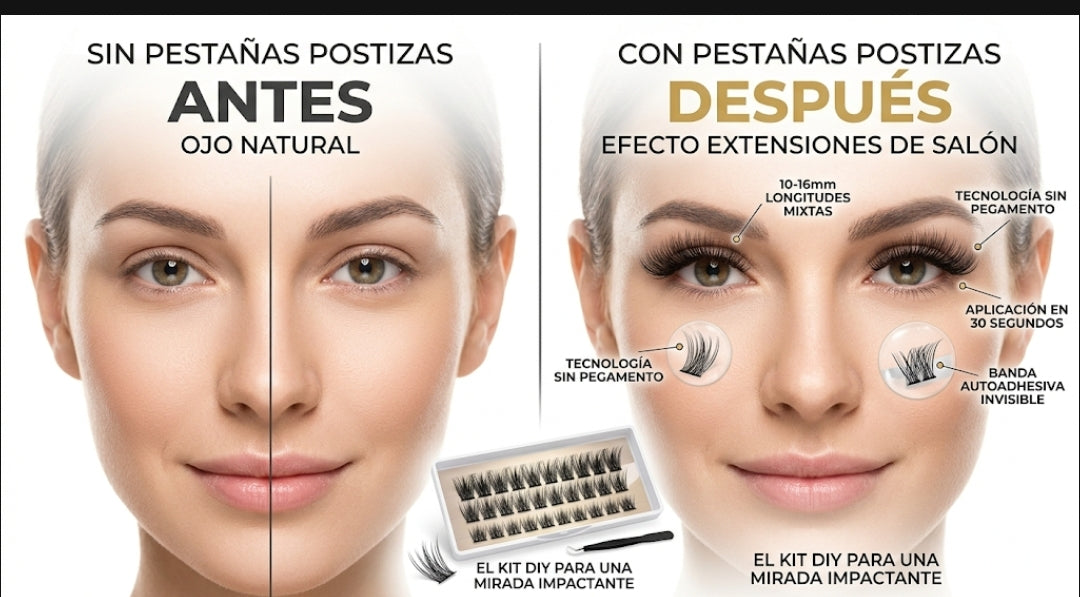 Pestañas Postizas Autoadhesivas"Instant Glam" La Revolución Sin Pegamento (10-16mm)