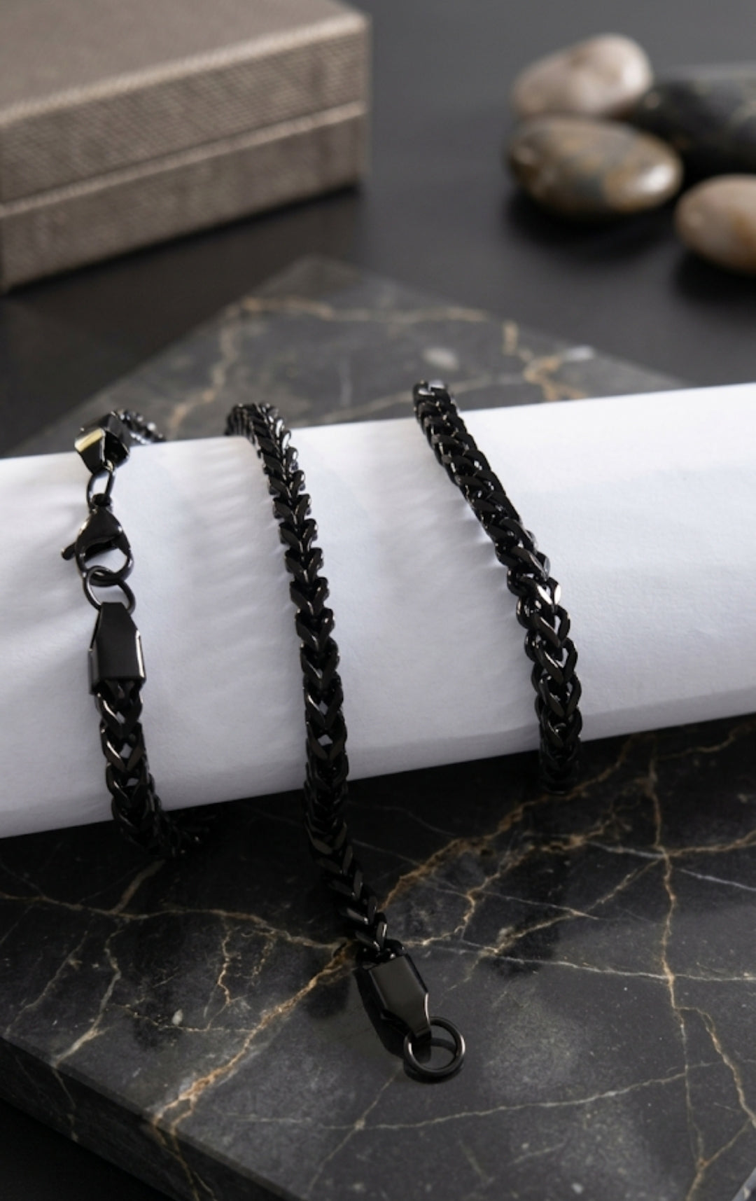 Pulsera de Cadena Cubana 6 mm Acero de Titanio Negra Unisex