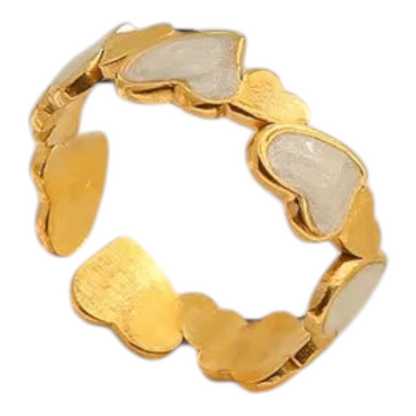 Anillo Ajustable Corazon de Oro  Elegancia en Blanco