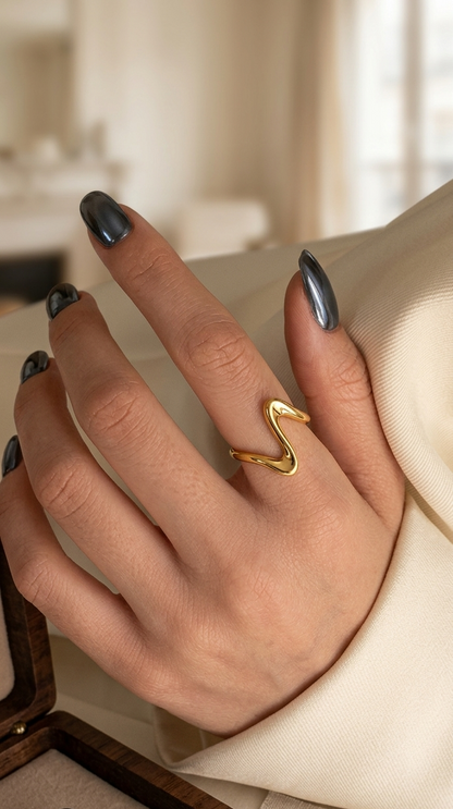 Anillo Golden Onda  Ajustable en Acero Inoxidable