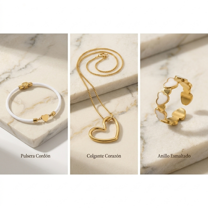 Collar Corazón de Oro Minimalismo en Acero de Titanio