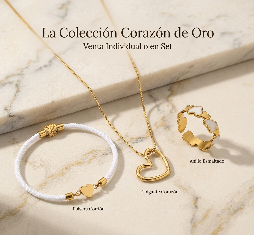 Pulsera Ajustable Corazón de Oro Tu Historia en tu Muñeca
