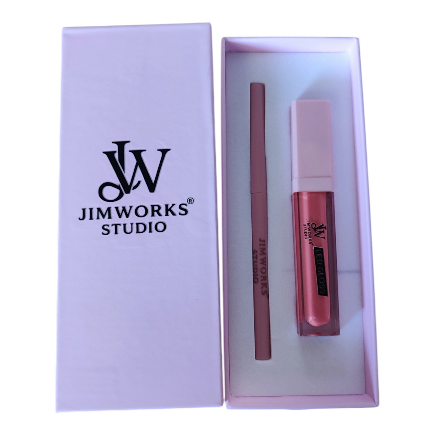 Pack Caja con Brillo Labial Led y Espejo incorporado + Delineador Labial Waterproof