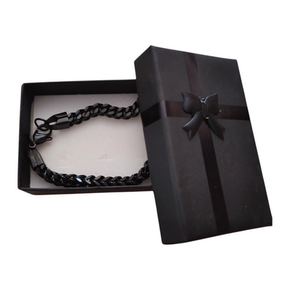 Pulsera de Cadena Cubana 6 mm Acero de Titanio Negra Unisex